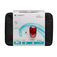 Logitech Bundle Wireless Mouse M217 ? Red & 16” Sleeve