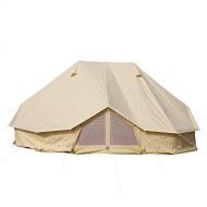 UNISTRENGH Luxury Large 6M Cotton Canvas Camper Tent 3 Doors Waterproof Bell Tent for 8-12 People Camping,Hiking and Family Party (19.6ft/6M)