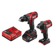 SKIL 2-Tool Kit: PWRCore 20 Brushless 20V Cordless Drill Driver and 1/4 Inch Hex Impact Driver Includes 2.0Ah Lithium Battery and PWRJump Charger - CB743701