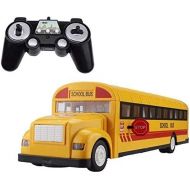 Nsddm RC Bus with Realistic Sound & Light 6 Channel 2.4G Remote Control School Bus Truck Opening Door High Speed One Key Start Bus Vehicle Toy Rechargeable Electric Bus Toy Model G