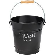 iDesign Pail Metal Wastebasket Trash Garbage Can for Bathroom, Bedroom, Home Office, Kitchen, Patio, Dorm, College, Set of 1, Black