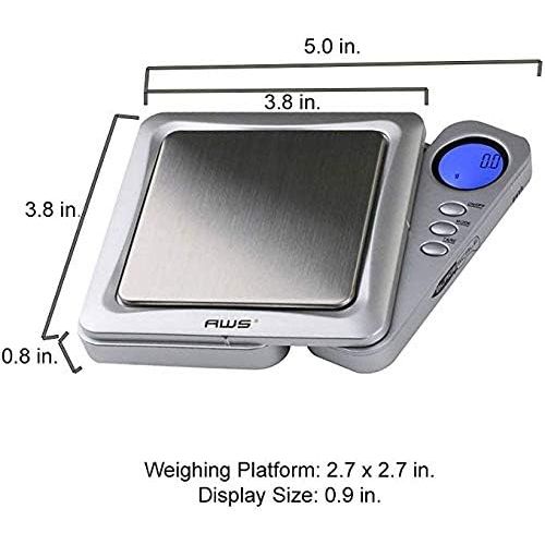  American Weigh Scales Blade Series Digital Precision Pocket Weight Scale, Silver, 650 x 0.1G (BL-650-SIL)