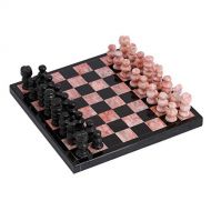 NOVICA Black and Pink Challenge (7.5 in.) Small Marble Chess Set