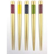[아마존베스트]JapanBargain, Bamboo Chopsticks Reusable Japanese Chinese Korean Wood Chop Sticks Hair Sticks 5 Pair Gift Set Dishwasher Safe, 9 inch (1, Ivory-Dot)