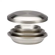 Snow Peak Tableware Set Family - Plates, Dishes, Bowls - Stainless Steel - 62.1 oz - 16 Pieces