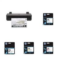 HP DesignJet T210 Large Format Compact Wireless Plotter Printer - 24 (8AG32A), with Standard Genuine Ink Cartridges (4 Inks) - Bundle