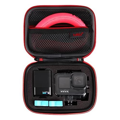  [아마존베스트]Small Case for GoPro Hero 9/8, Hero7 Black,6,5, 4, 3+, 3,Hero(2018) HSU Carrying Case for Action Cameras and GoPro Accessories(Small Size Red)
