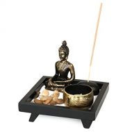 인센스스틱 Jessie Tabletop Zen Garden Resin Buddha Incense Holder with 3PCs Incense Sticks, Sand, Cobblestone, Rock Garden Candle Holders for Home Decor