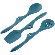 Rachael Ray Kitchen Tools and Gadgets Nonstick Utensils/Lazy Spoonula, Solid and Slotted Spoon, 3 Piece, Marine Blue: Kitchen & Dining