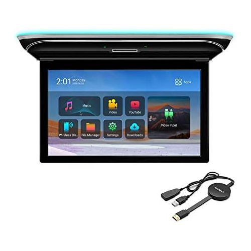  XTRONS Android Car Overhead with 15.6 Inch IPS Touchscreen Android Car Roof Monitor with FHD IPS Screen Built in Speaker / WiFi Support HDMI / USB / FM / IR / RCA Input