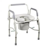 DMI Drop Arm Bedside Commode by HEALTHLINE,Bedside Commode with Drop-Arm and Safety...