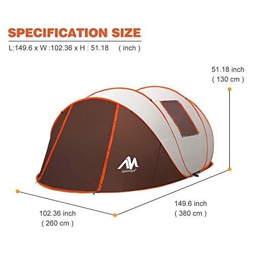  ayamaya Pop Up Tent 6 Person Easy Pop Up Tents for Camping with Vestibule, Double Layer Waterproof Instant Setup Popup Tent Big Family Camping Tents Beach Pop-up Tent Space for 2/3