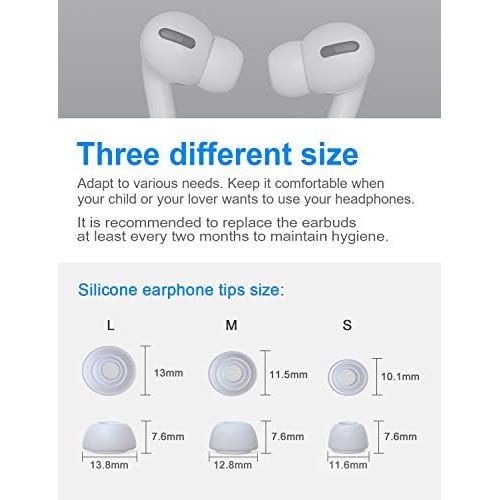  [아마존베스트]New Bee Ear pads for AirPods silicone 6 pairs noise reduction silicone earphones with case (SML)
