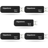 Gigastone V30 64GB USB 2.0 Flash Drive 5-Pack, Capless Retractable Design Pen Drive, Carbon Fiber Style, Reliable Performance & Durable