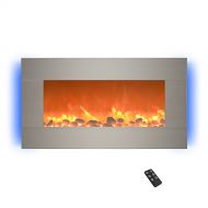 Home 13 (Brushed Silver) Electric Fireplace-Wall Mounted with 13 Backlight Colors, Adjustable Heat and Remote Control-31 inch by Northwest, 31