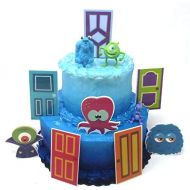 Monsters Incorporated Themed Birthday Cake Topper with Character Figures and Decorative Accessories
