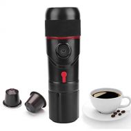 Fockety Coffee Maker, DC 12V Mini Portable Safety Protection Self Heating Capsule Coffee Machine Black USB Car Espresso Maker Electric Espresso Machine with Reusable Coffee Capsule for Tra