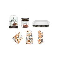 Ayuni Gifts of the World Olive Oil Chocolate Brownies & Caramel Sauce Bakers Gift Set with a Stoneware Baking Dish, Oven Mitt, Potholder & Kitchen Towel (Double Chocolate Brownie & Pumpkin Spice Caramal Sa