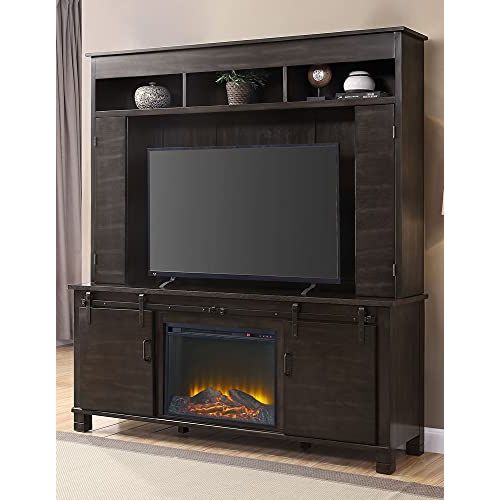  Apison 3-Pc Espresso Wood Entertainment Center with Fireplace by Acme