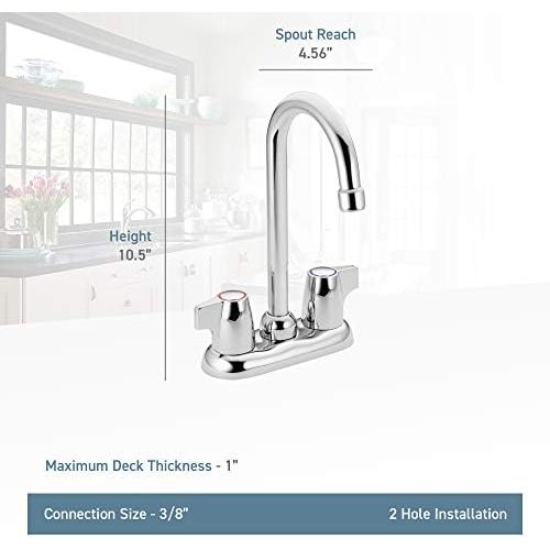  Moen 4903BC Chateau Two-Handle High Arc Bar Faucet, Brushed Chrome