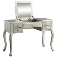Acme Furniture ACME Furniture 90368 Ordius Vanity Set Tan Velvet and Silver