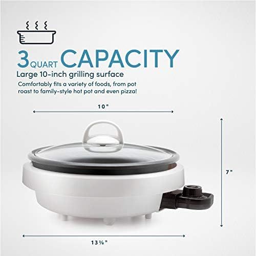  Aroma Housewares ASP-137 3-Quart/10-inch 3-in-1 Super Pot with Grill Plate, White/Black: Hot Pot: Kitchen & Dining