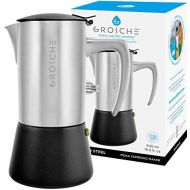 GROSCHE Milano Steel 10 espresso cup Brushed Stainless Steel Stovetop espresso Maker Moka pot - Cuban Coffee Maker Italian espresso Greca Coffee Maker for Induction gas or electric