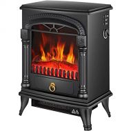 DAYDAYDM Electric Fireplace Heater 2000W with Fire Flame Effect Arch Design Portable Electric Wood Stove Effect. Black Indoor Use