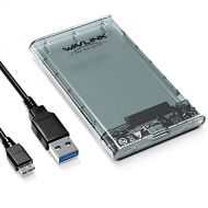 WAVLINK 2.5-Inch SATA to USB 3.0 External Hard Drive Enclosure,Portable Clear Hard Disk Case for 2.5 inch 7mm 9.5mm SATA HDD SSD, Support UASP & 2TB Drives, Tool-Free Design - Clea