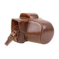 TUYUNG Protective PU Leather Camera Case Bag with Strap, Storage Case for Fujifilm X-T100 XT100 with 15-45mm Digital Camera - Brown