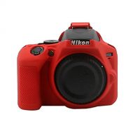 D3500 Silicone Cover, TUYUNG Protective Housing Case Camera Silicone Cover Skin for Nikon D3500 DSLR Camera, Red