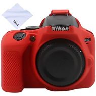 Yisau Nikon D3500 Camera Housing Case,Professional Silicion Rubber Camera Case Cover Detachable Protective for Nikon D3500 Digital SLR Camera+Microfiber Cleaning Cloth (Red)