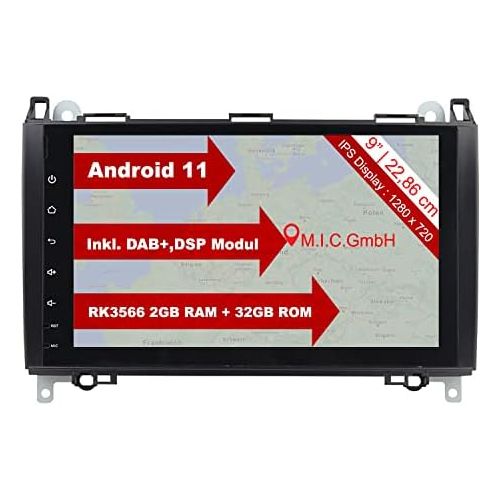  M.I.C. AB9 lite Android 11 Car Radio with Navi RK3566 2G+32G Replacement for Mercedes Benz A Class W169 B Class W245 Viano Vito W639 Sprinter VW Crafter : DSP DAB BT 5.0 WiFi 2 DIN