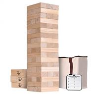 GoSports Giant Wooden Toppling Tower (Stacks to 5+ Feet) - Choose Between Natural, Brown Stain, Gray Stain or Stars and Stripes - Includes Bonus Rules with Gameboard, Made from Pre