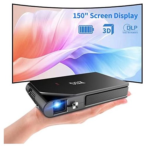  WIKISH Wifi Projector Portable,Mini Pocket Projector with 8400mAh Battery Support 3D Movie Airplay HDMI USB for Home Theater Fire TV DVD PS4 Laptop