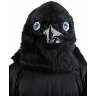 Fancy Me Mens Ladies Faux Fur Crow Black Bird Moving Jaw Mask Animal Fancy Dress Costume Outfit
