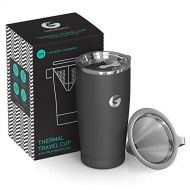 Pour Over Coffee Travel Mug - Coffee Gator all-in-one Travel Coffee Maker and Thermal Cup - Vacuum Insulated Stainless Steel Cup with Paperless Filter Dripper - 20oz - Gray