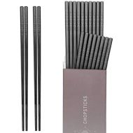 [아마존베스트]Hiware 10 Pairs Fiberglass Chopsticks - Reusable Chopsticks Dishwasher Safe, 9 1/2 Inches - Black