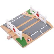 Bigjigs Rail Level Crossing - Other Major Wooden Rail Brands are Compatible