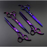 TPC 7.0 Inch Pet Grooming Scissors Set Professional Japan 440C Dog Shears Hair Cutting +2 Curved+ Thinning Scissors with Leather Bag
