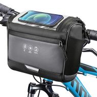 WOTOW Bike Front Handlebar Bag, Large Reflective Bicycle Handlebar Basket Bags Water-Resistant Storage Pannier for Bike Touchable Transparent Phone Holder Pouch for Men Women Road