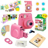 Fujifilm Instax Mini 9 Instant Camera w/Fujifilm Instax Mini 9 Instant Films (20 Pack) + A14 Pc Deluxe Bundle for Fujifilm Instax Mini 9 Camera (Flamingo pink)