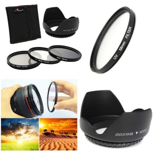  Unknown 58mm UV CPL ND4 Circular Polarizing Filter Kit Set + Lens Hood for Canon Camera