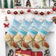 NZOOHY Tropical Beach Personalized Christmas Stocking with Name, Custom Decoration Fireplace Hanging Stockings for Family Ornaments Holiday Party