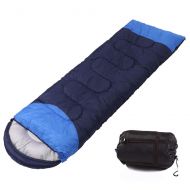 FENGS Camping Sleeping Bag with Hood, Indoor & Outdoor Adult Winter Sleeping Bag for Backpacking Hiking Travel with Compression Bag Dark Blue Left Zipper-1.8kg Version