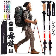 TrailBuddy Trekking Poles - 2-pc Pack Adjustable Hiking or Walking Sticks - Strong, Lightweight Aluminum 7075 - Quick Adjust Flip-Lock - Cork Grip, Padded Strap