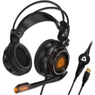 KLIM Puma - USB Gamer Headset with Mic - 7.1 Surround Sound Audio - Integrated Vibrations - Perfect for PC and PS4 Gaming - New 2021 Version - Black