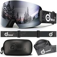 Odoland Ski Goggles, Cylindrical OTG Wide View Anti-Fog Windproof Snowboard Snow Goggles Men Women Youth, Helmet Compatible