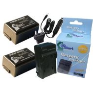 UpStart Battery 2X Pack - Panasonic DMC-FZ70 Battery + Charger with Car & EU Adapters - Replacement for Panasonic DMW-BMB9 Digital Camera Battery and Charger - Works with DMC-FZ72, DMC-FZ150, DMC-