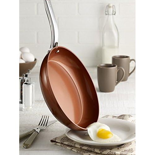  T-Fal Endura Copper Ceramic Nonstick Dishwasher Safe 8 10-Inch Fry Pan Cookware Set, 2-Pack